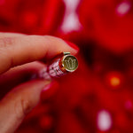 Bite Me - Gel Pen - The Quirky Cup CollectiveBite Me Pen- The Quirky Cup Collective - Stained Glass Inspired Pen Design with 'Bite me' engraved on the pen clip. Pen sits on a bed of red rose petals.