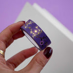 Purple washi tape with pink flowers and gold foil foliage