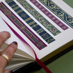 Washi tapes with green and purple backgrounds and flowers with gold foil