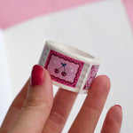 White and pink washi tape with red cherries and green leaves