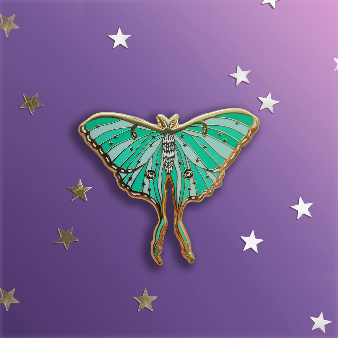 Luna Moth - Enamel Pin - The Quirky Cup Collective