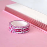 Pink washi tape with small pink and red hearts and diamonds