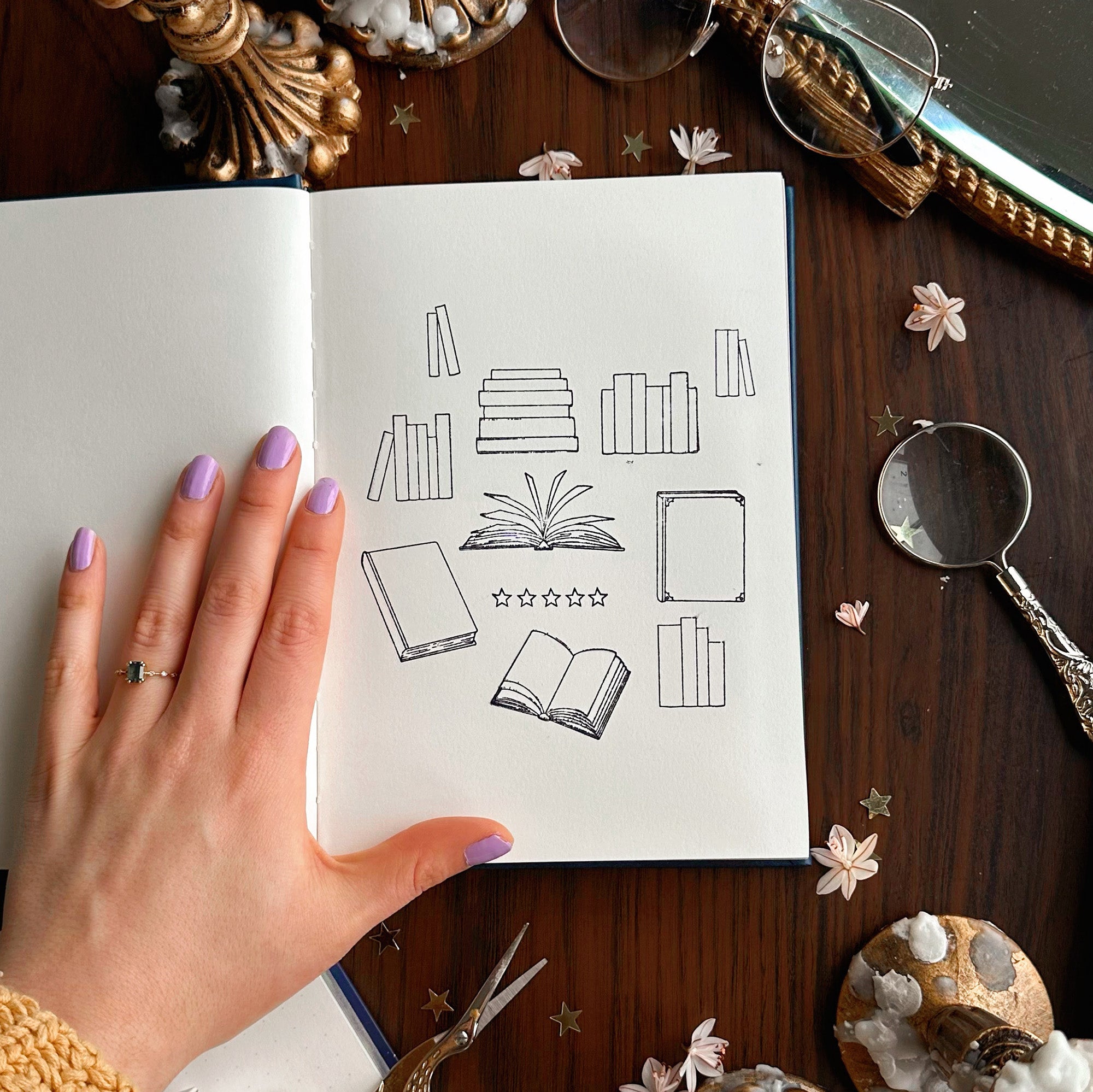 Reading Journal - Rubber Stamp Set - The Quirky Cup Collective