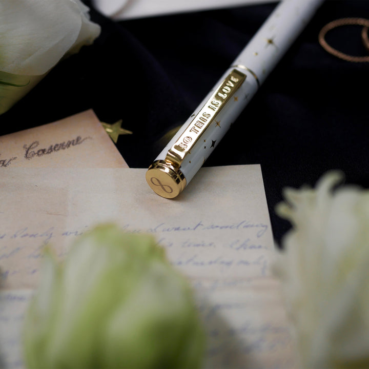 So This Is Love - Wedding Pen - Guest Book Pen - White - Gold stars - Set of 3 - The Quirky Cup Collective
