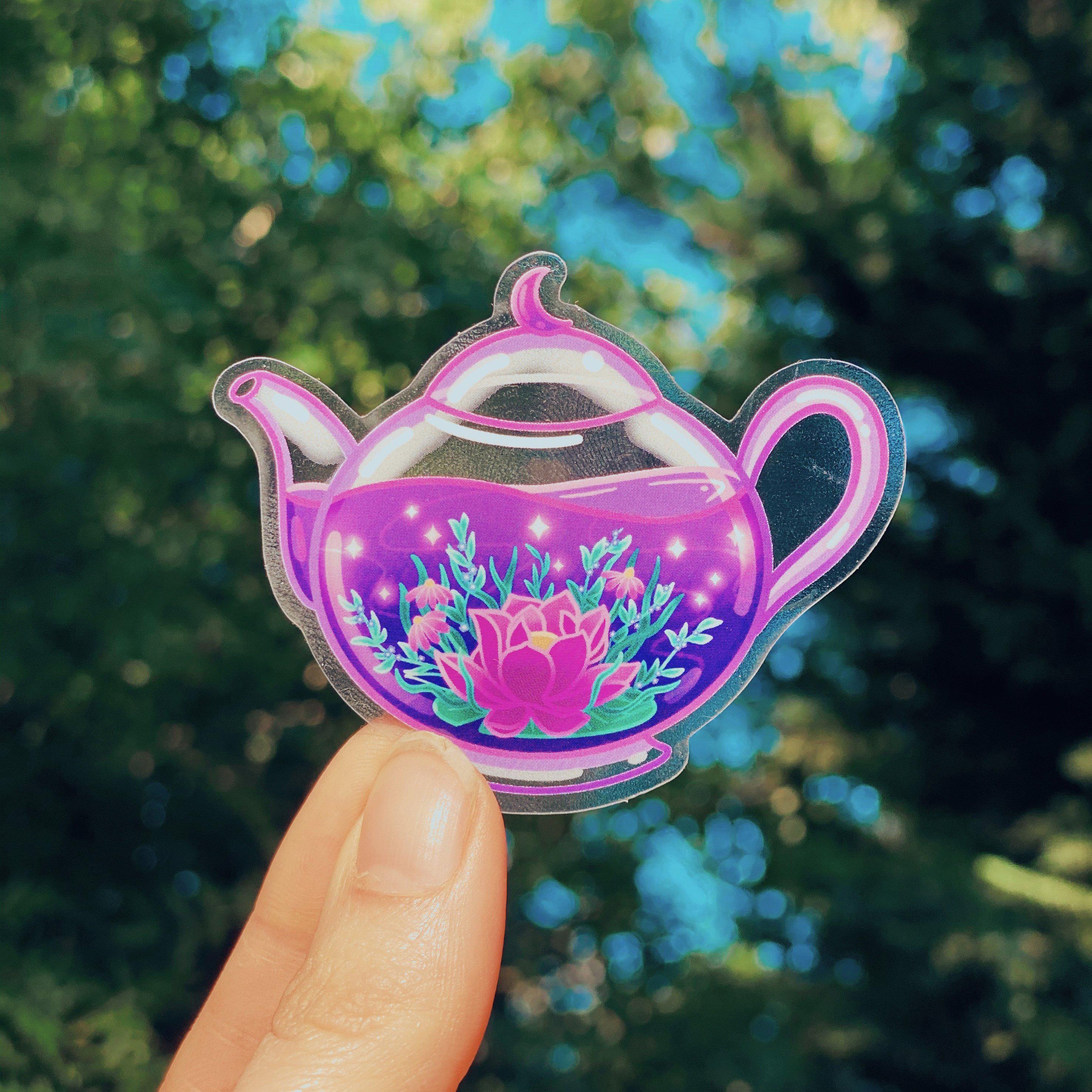 Enchanting Teapot Sticker-Sticker-The Quirky Cup Collective-Holographic-Foil-The Quirky Cup Collective