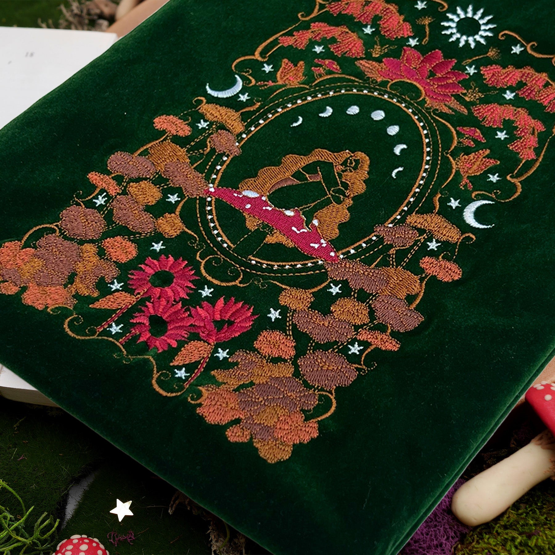 Once Upon a Time Book and iPad sleeve. Blue velvet with purple and gold embroidery-The Quirky Cup Collective