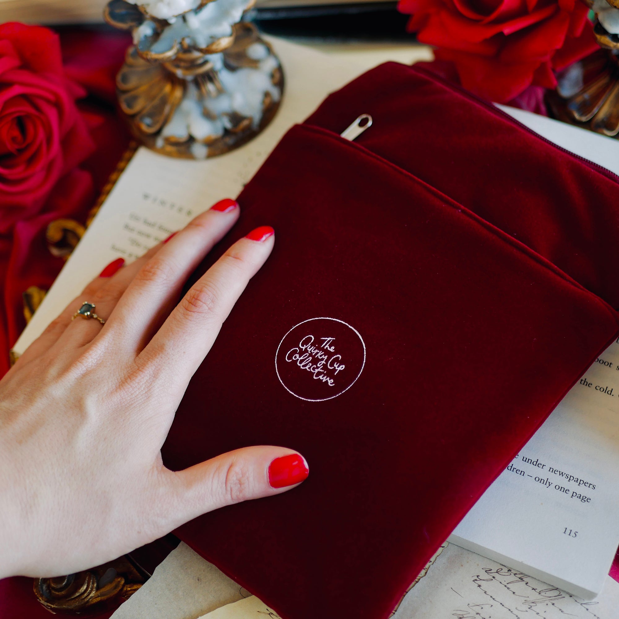 Literati Kindle & E-reader Sleeve - Crimson Red - The Quirky Cup Collective