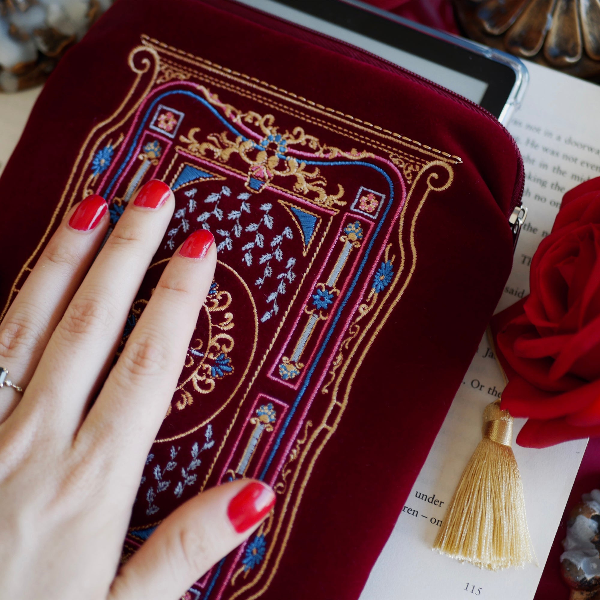 Literati Kindle & E-reader Sleeve - Crimson Red - The Quirky Cup Collective