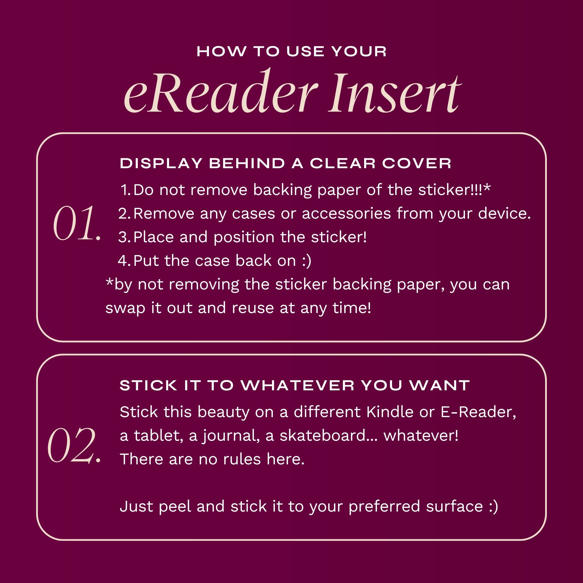 Antoinette - E-Reader Sticker Insert – The Quirky Cup Collective