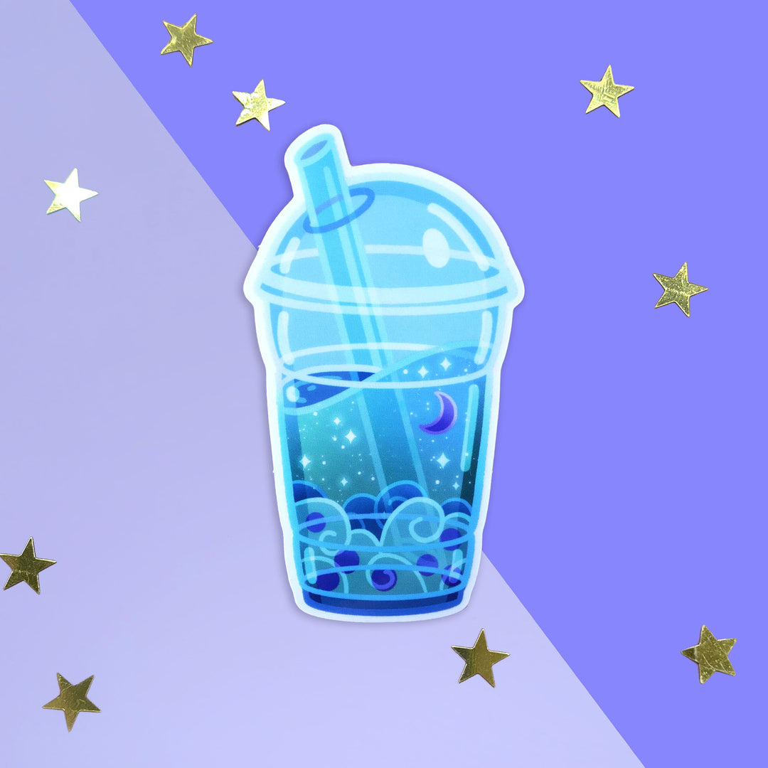 Cosmic Bubble Tea Blue -  Sticker - The Quirky Cup Collective