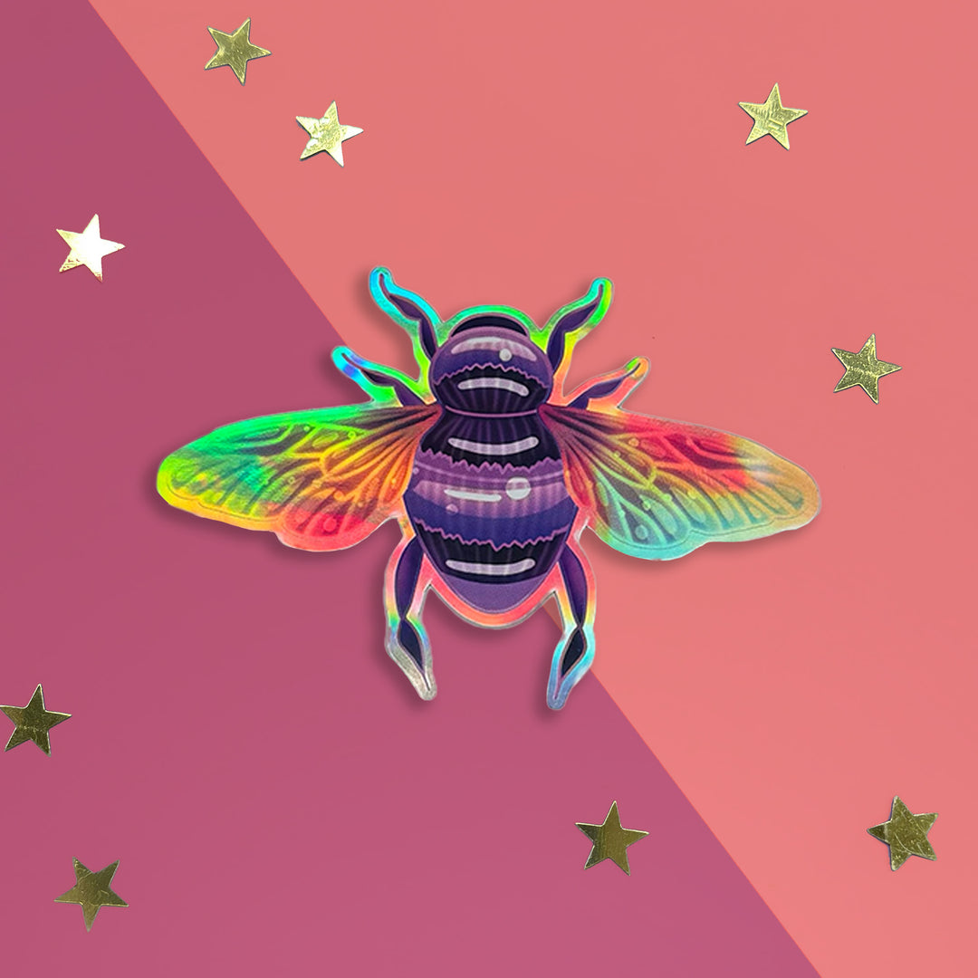 Autocollant d’abeille occupée - Holographique