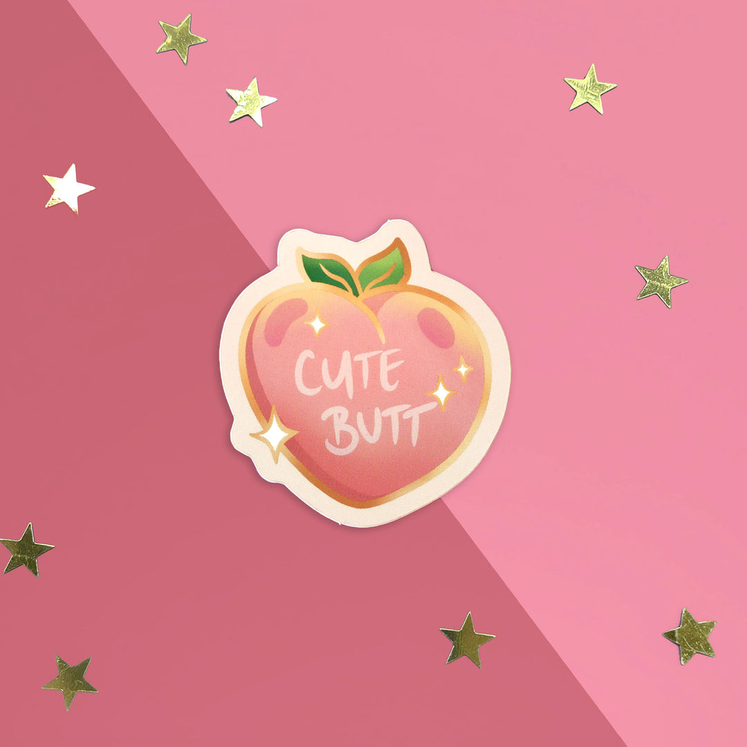 Cute butt peach - sticker - the quirky cup collective