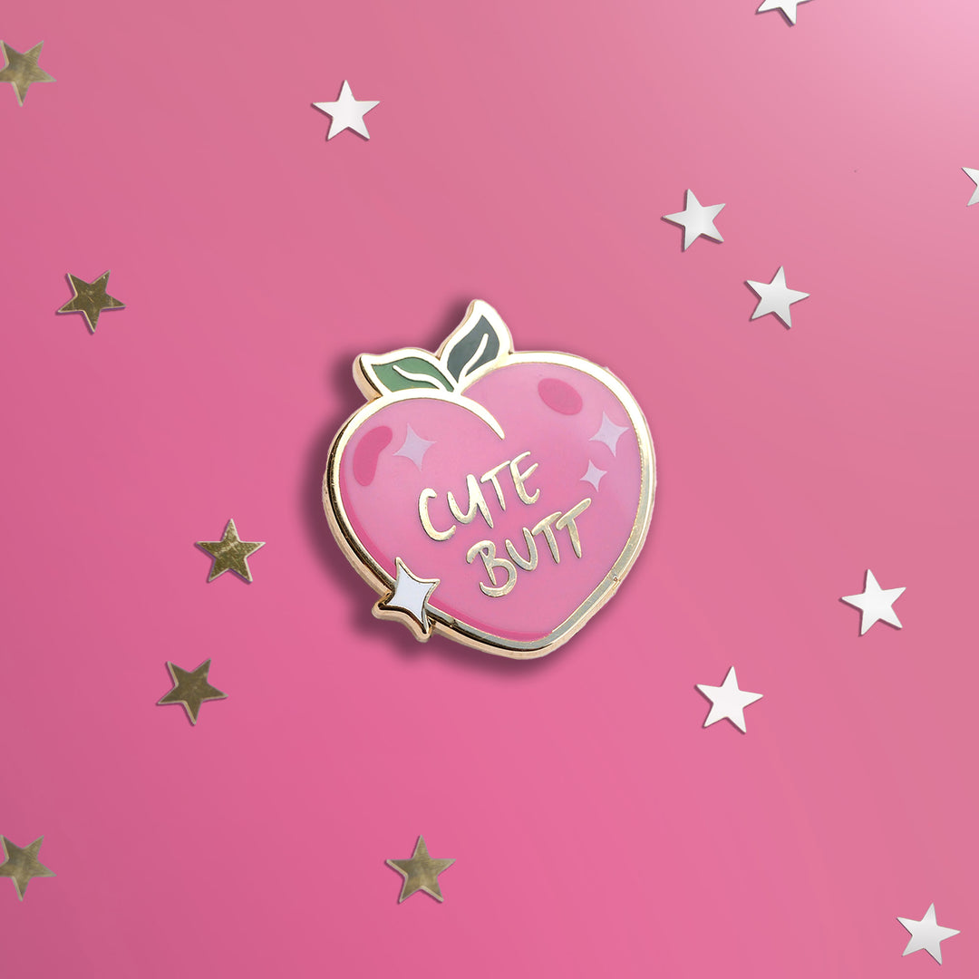 Cute Butt Peach - Enamel Pin - The Quirky Cup Collective 