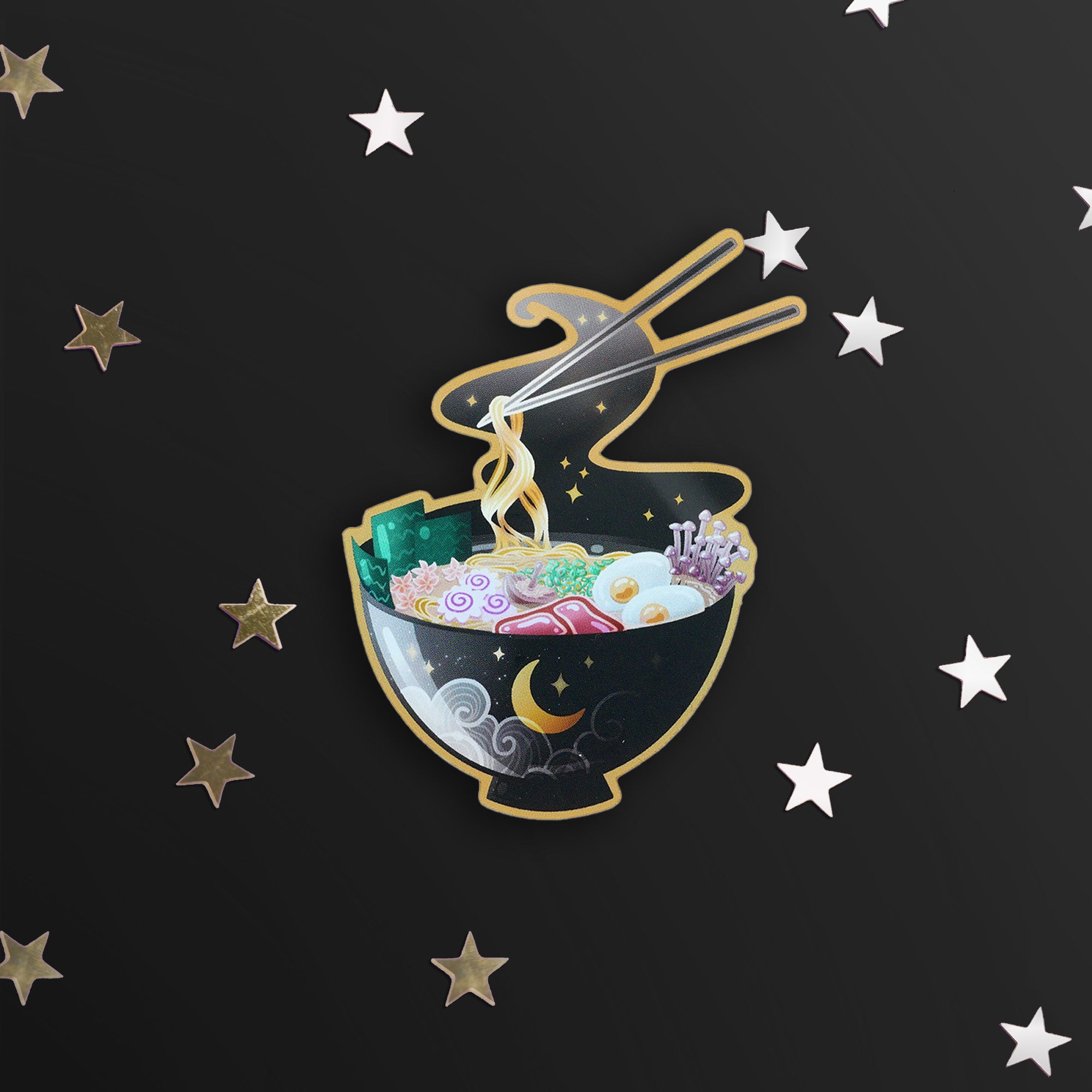 Enchanting Ramen Sticker - Black - The Quirky Cup Collective