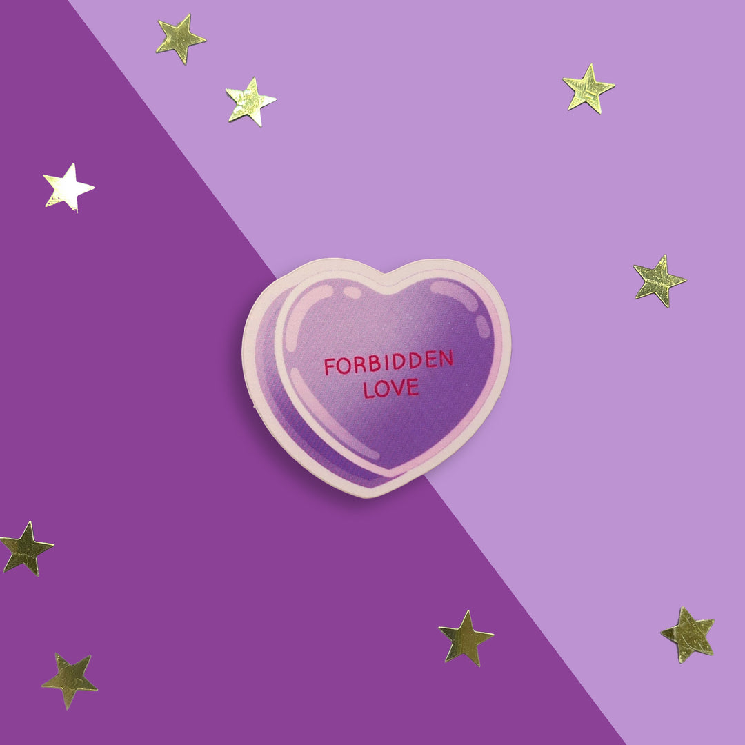 Forbidden Love - Candy Heart Sticker - The Quirky Cup Collective