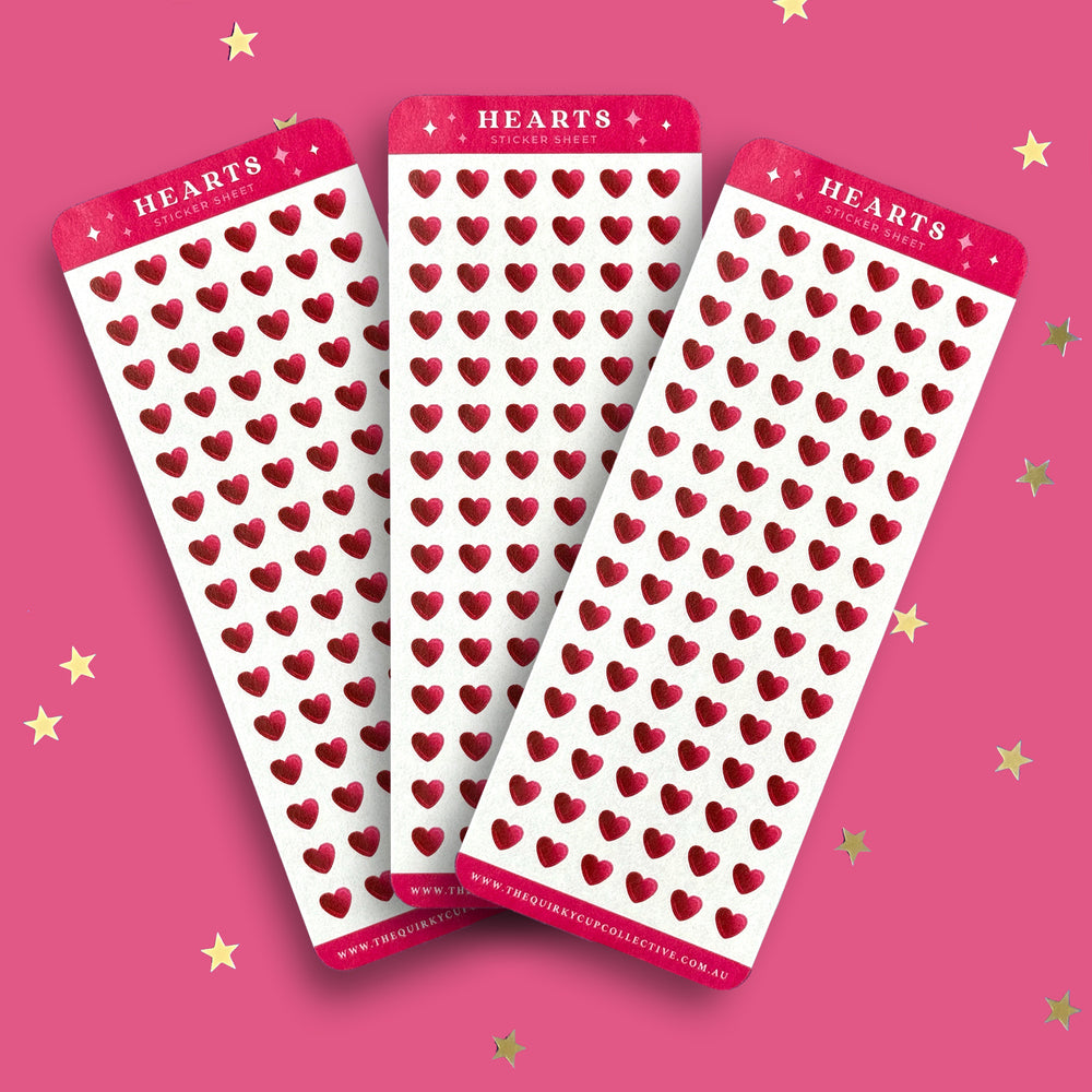 Heart rating sticker sheet - reading journal - the quirky cup collective
