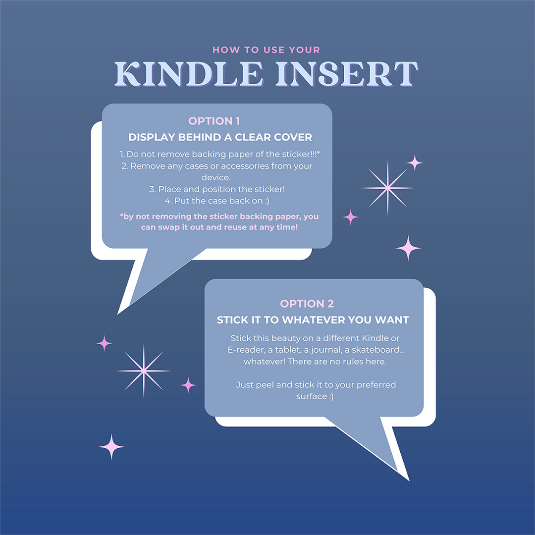 Kindle Sticker Insert - Literati Blue - The Quirky Cup Collective