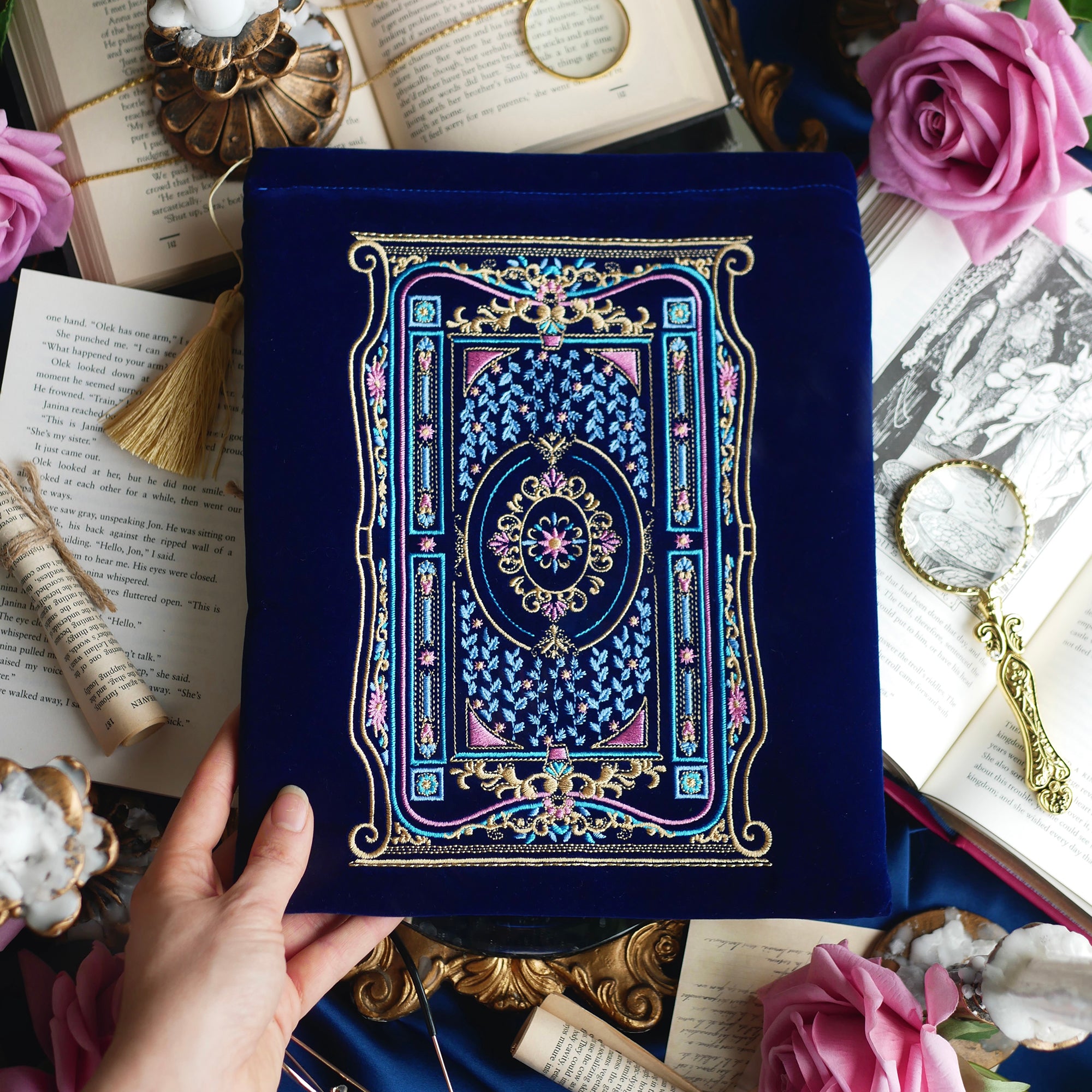 Literati - Blue - Book Sleeve - The Quirky Cup Collective
