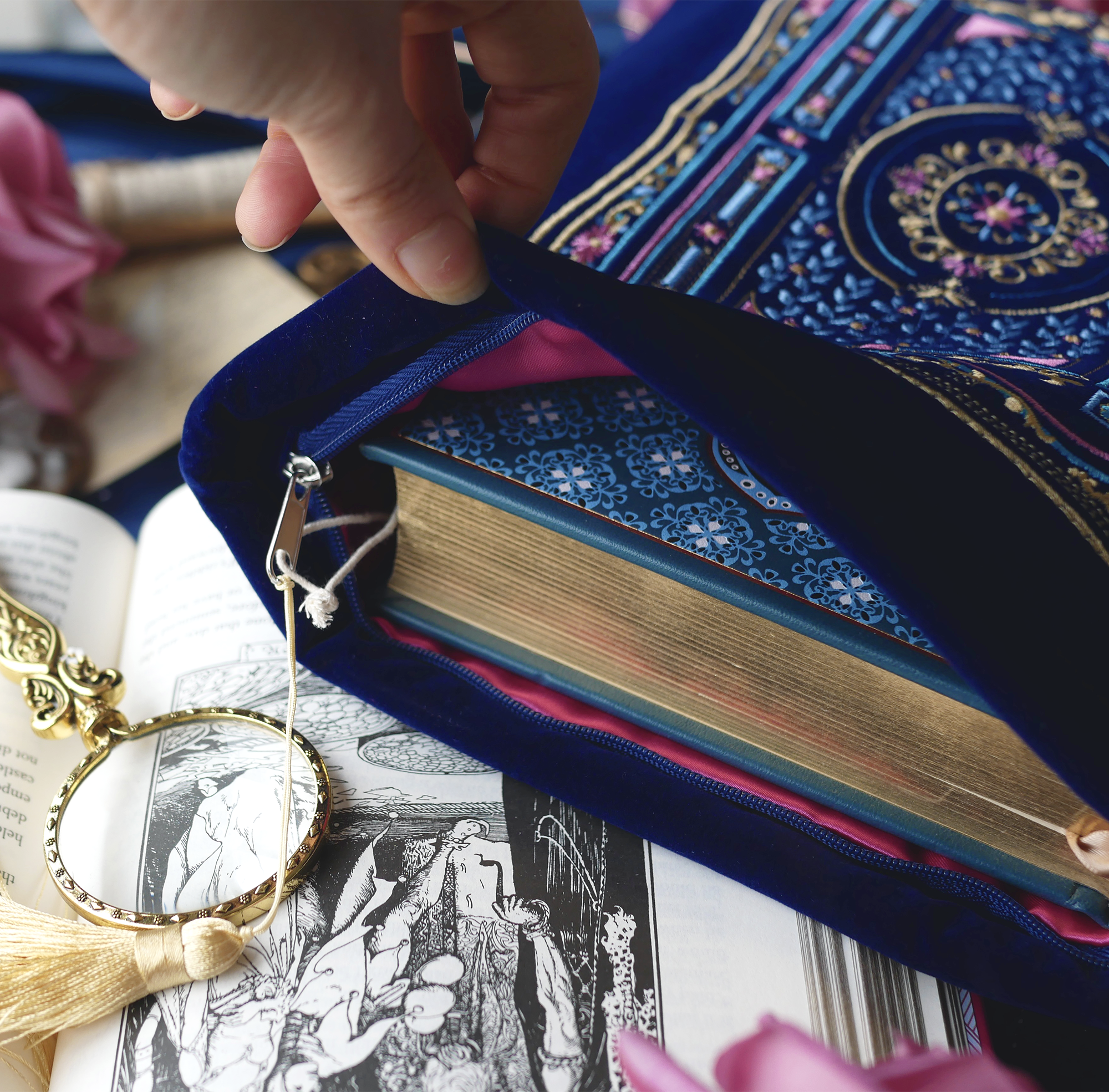 Literati - Blue - Book Sleeve - The Quirky Cup Collective