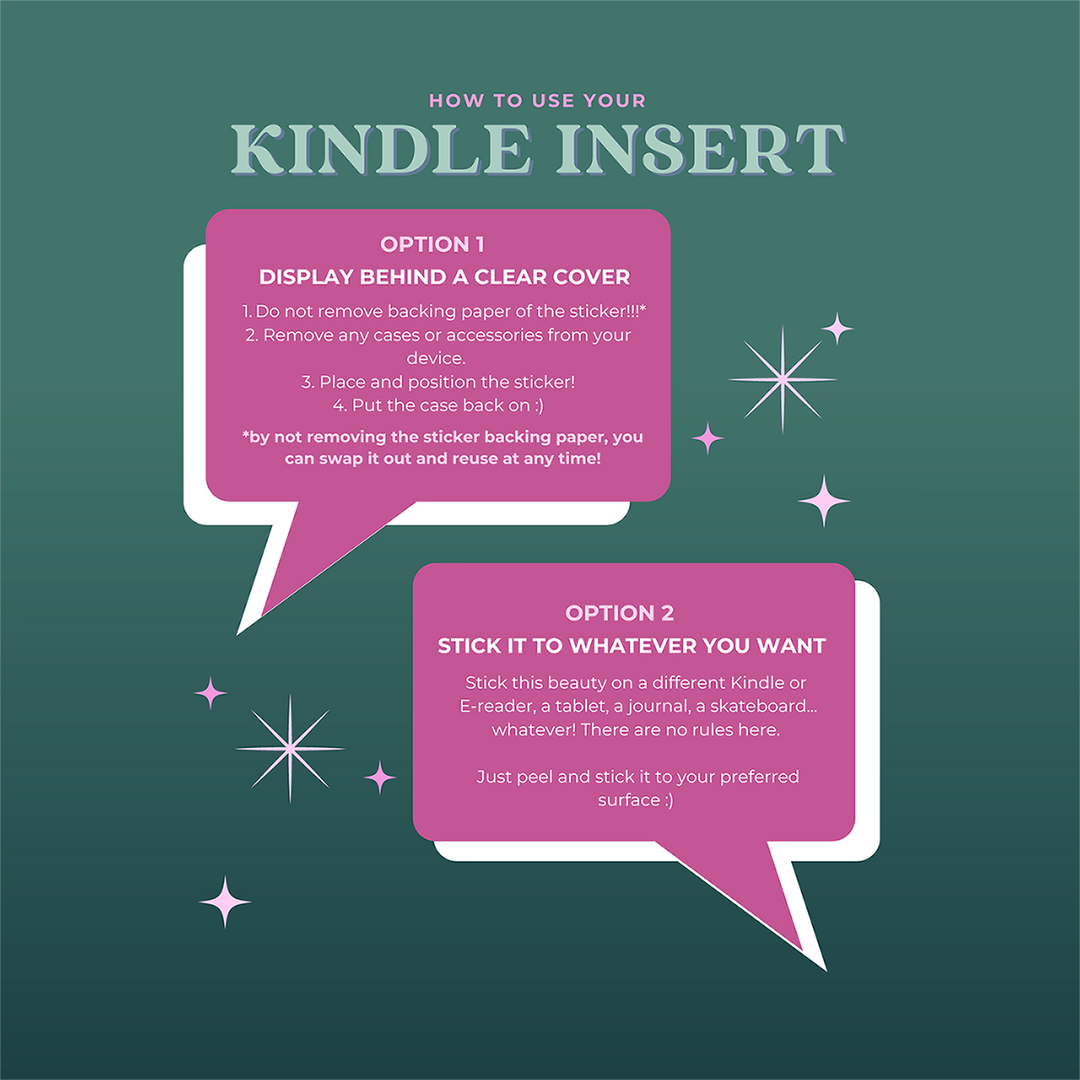 Kindle Sticker Insert - Literati Set of 4- The Quirky Cup Collective