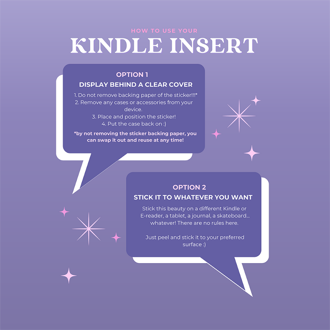 Kindle Sticker Insert - Literati Purple - The Quirky Cup Collective