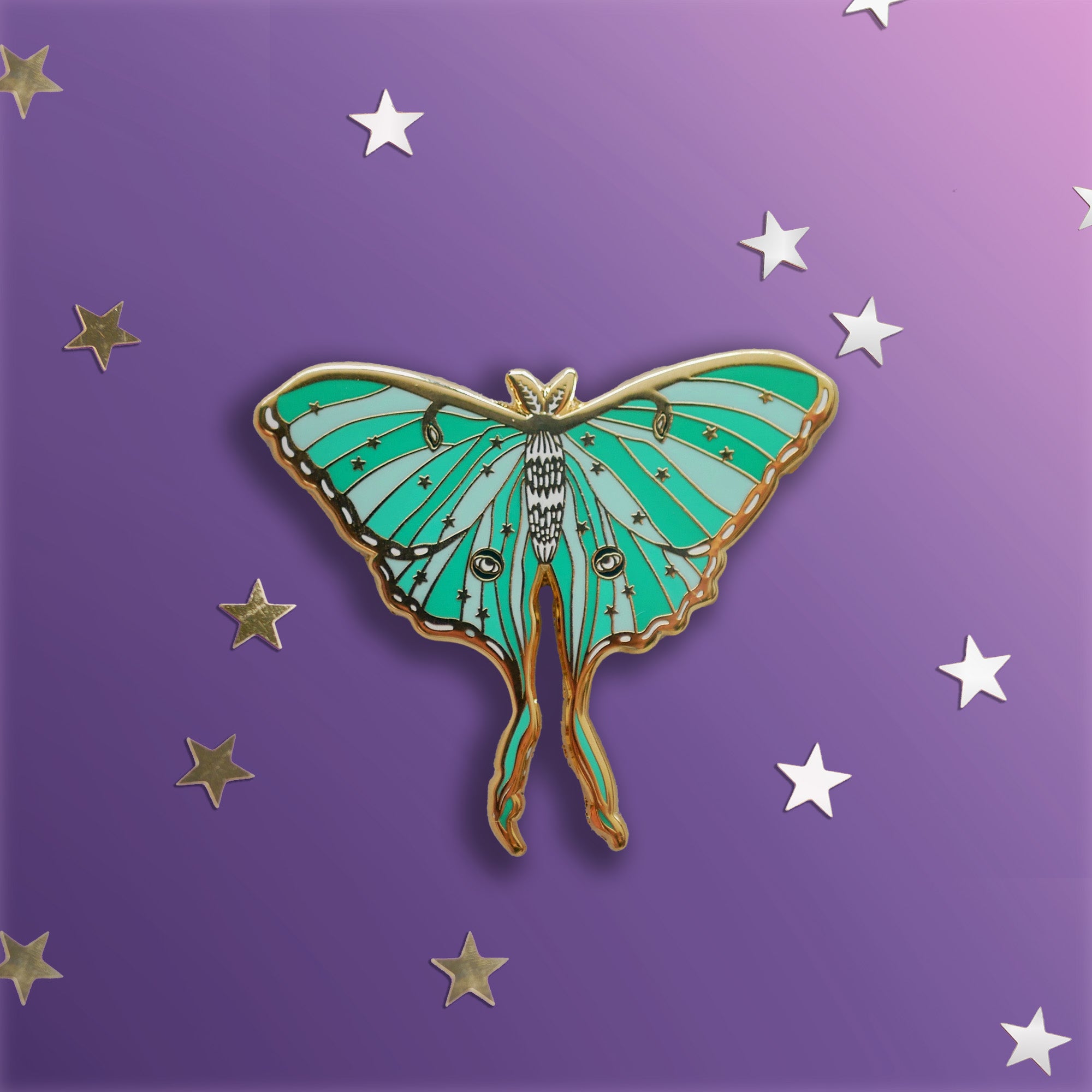 Luna Moth - Enamel Pin - The Quirky Cup Collective