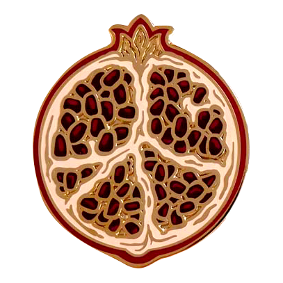 The Quirky Cup Collective pomegranate kindle grip (similar to an enamel pop socket, also known as a clingie!) features a gold and red pomegranate inspired by persephone. 