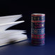 The full set of Serpents and Swords washi tapes, a dark fantasy book inspired collection by The Quirky Cup Collective, are stacked in front of a blue backround. The five washi tapes are in shades of blue, pink and white with intricate gold foiling. The designs feature motifs of snakes, crowns, swords, goblets , stars and serpents and perfectly match the romantasy book aesthetic.