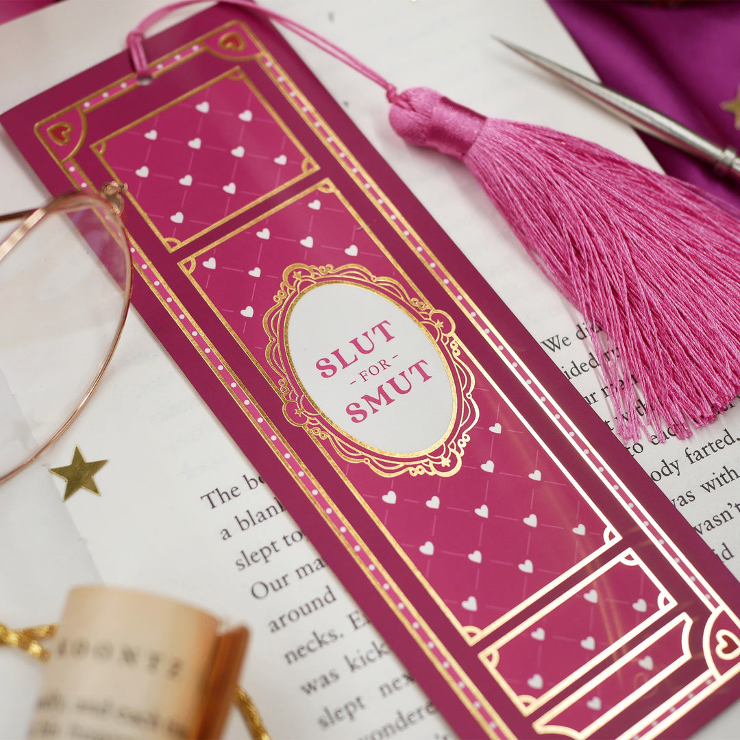 slut for smut - bookmark - pink - the quirky cup collective