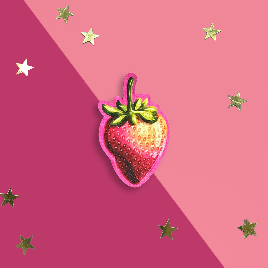 Strawberry Kissed Sticker - The Quirky Cup Collective