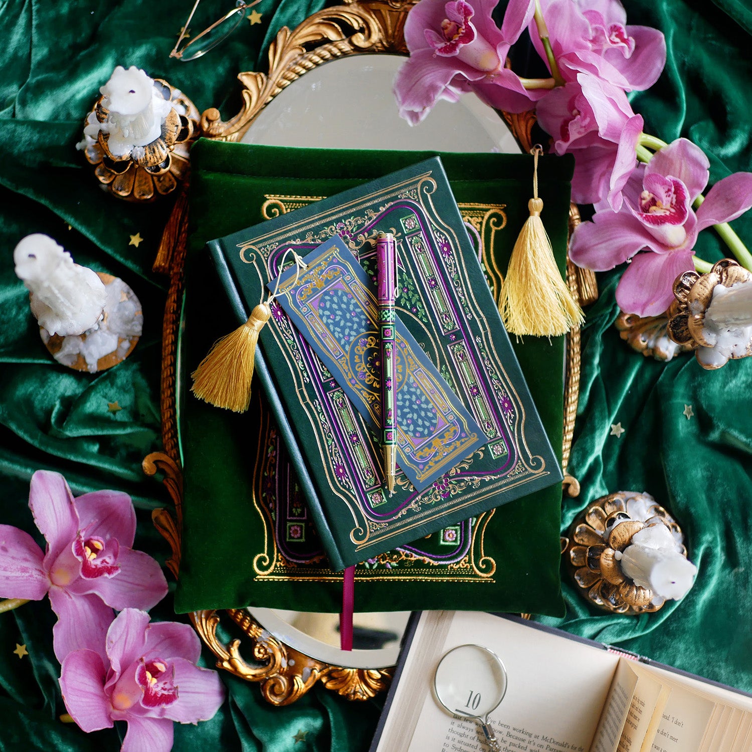 Literati - Journal - Bookmark - Pen - Book Sleeve - Bundle - Forest Green - The Quirky Cup Collective
