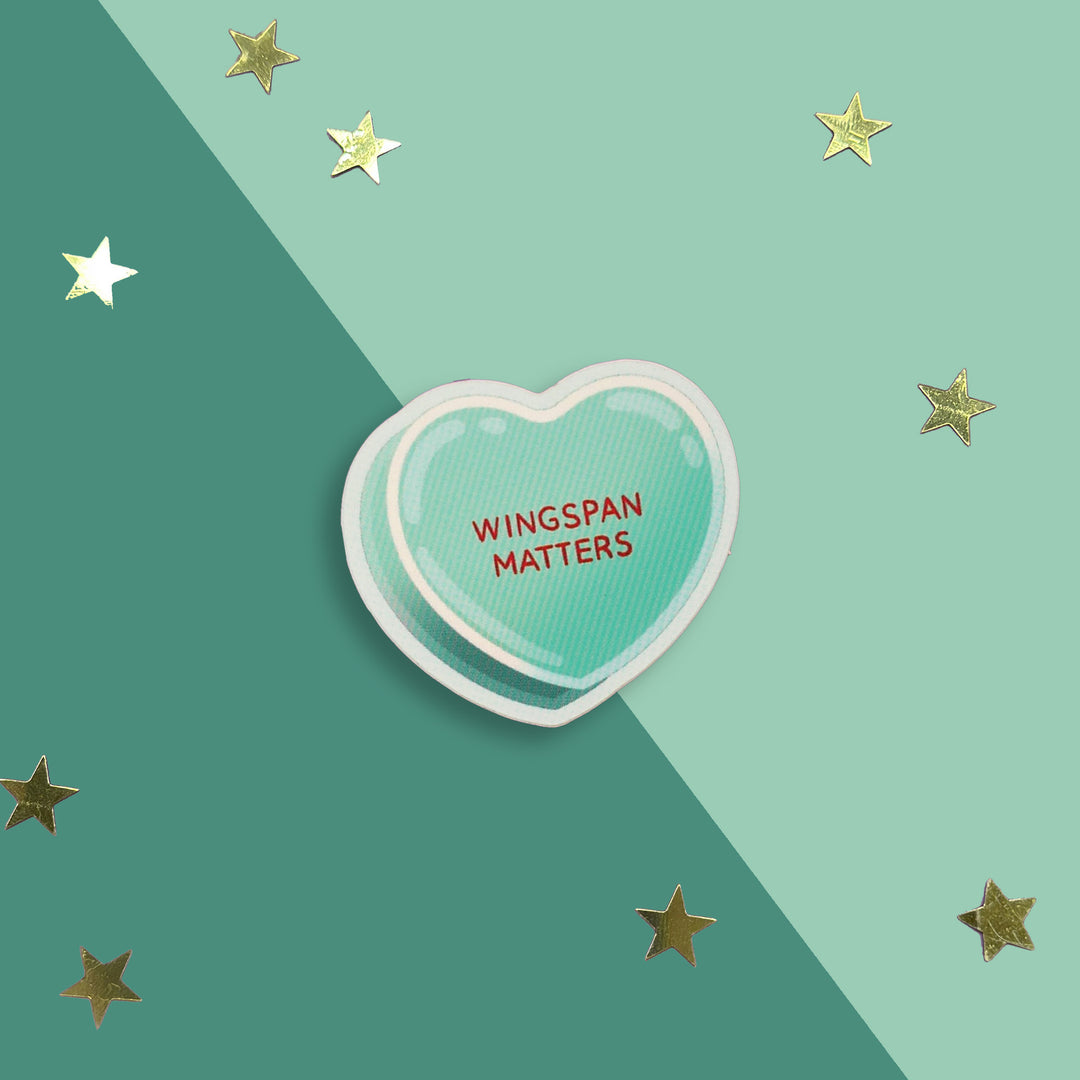 Wingspan Matters - Candy Heart Sticker - The Quirky Cup Collective