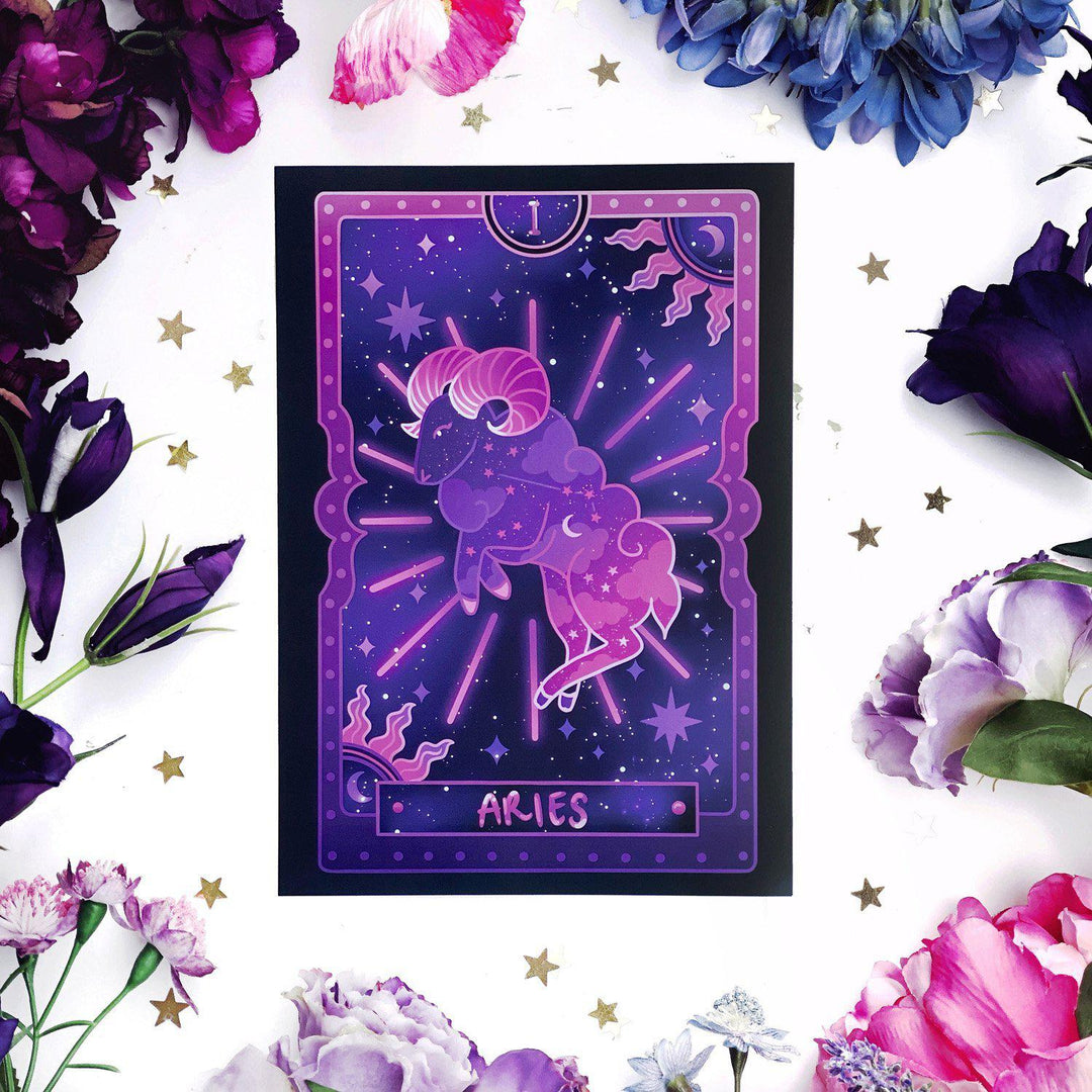 Aries Zodiac Tarot Art Print A4 - The Quirky Cup Collective