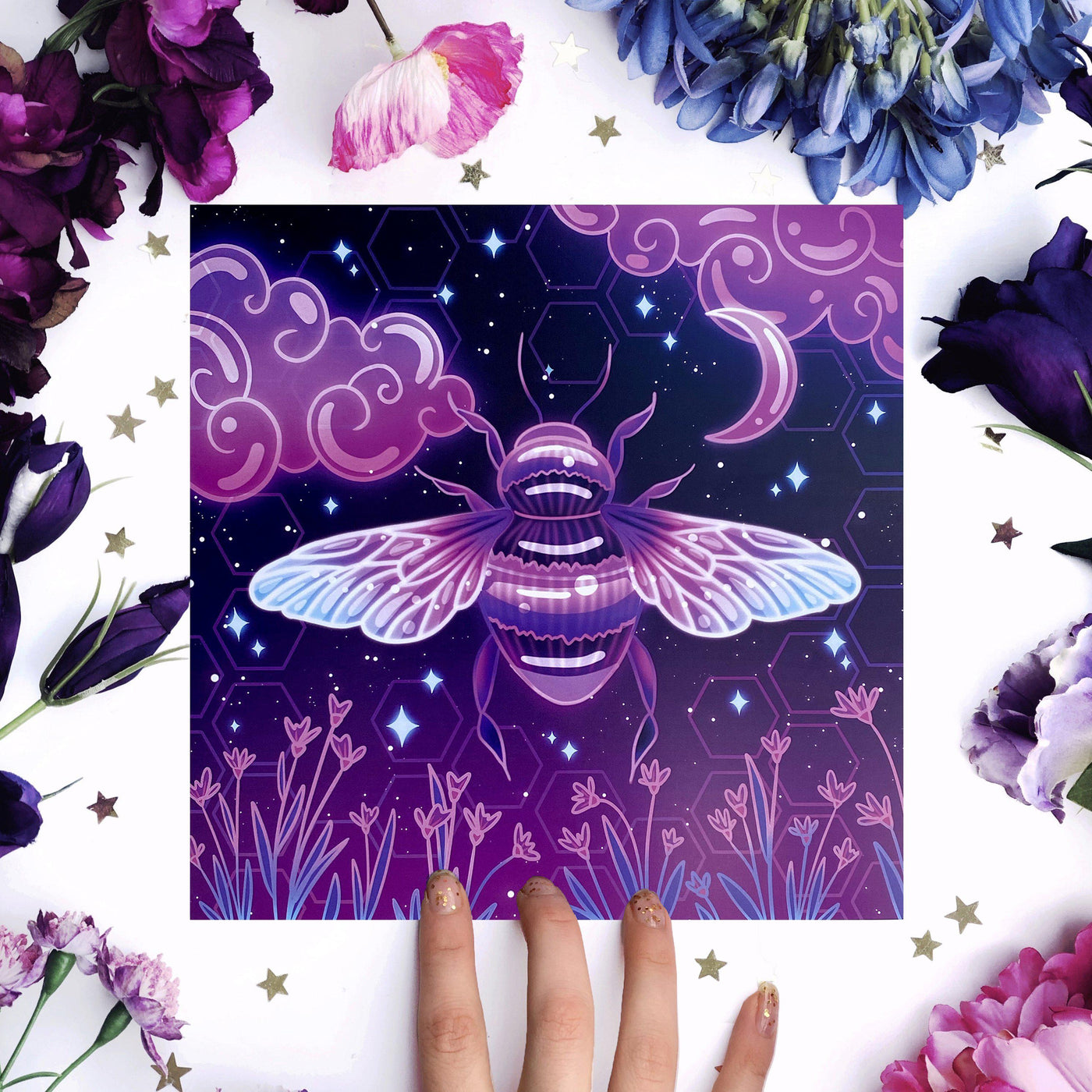 Neon Honey Bee Art Print - The Quirky Cup Collective