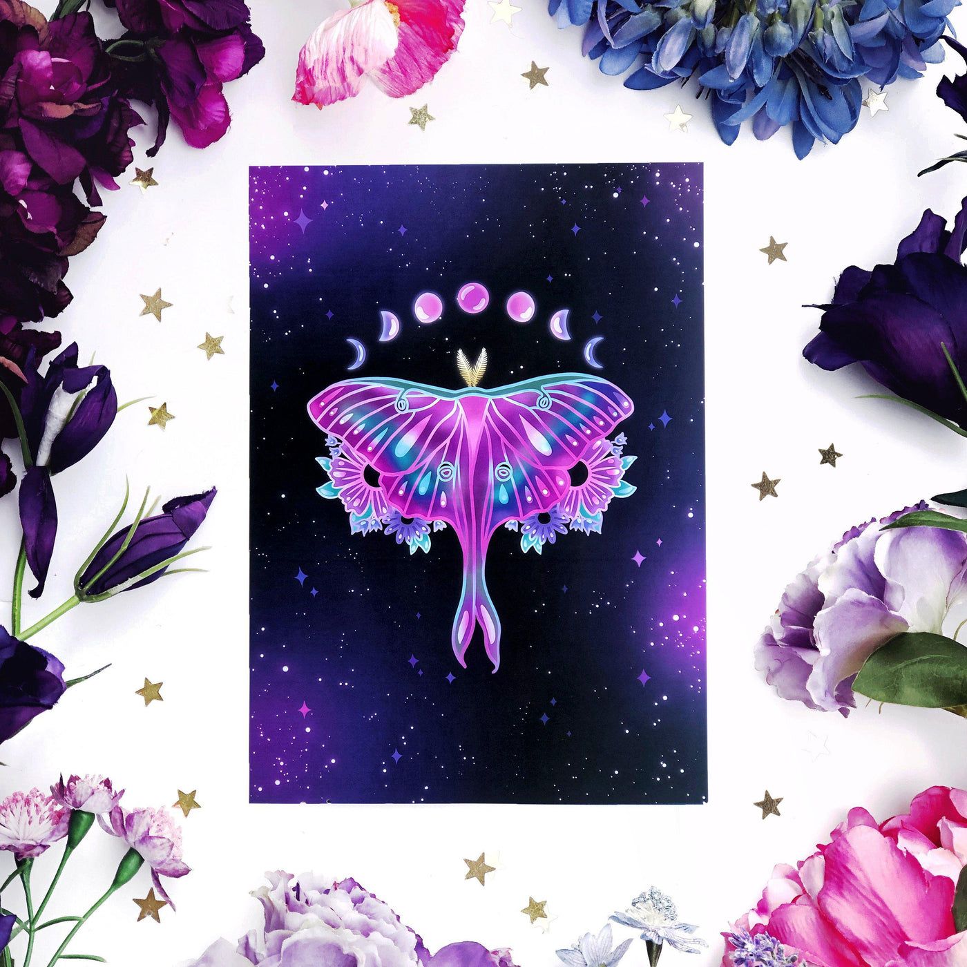 Pink Luna Moth Art Print A4 - The Quirky Cup Collective