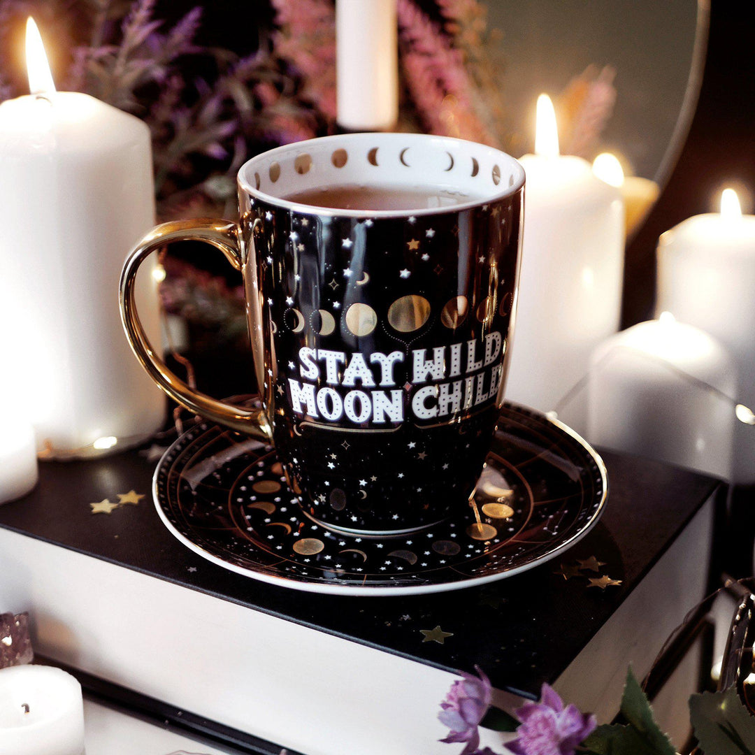 Stay Wild Moon Child Mug - Black - The Quirky Cup Collective