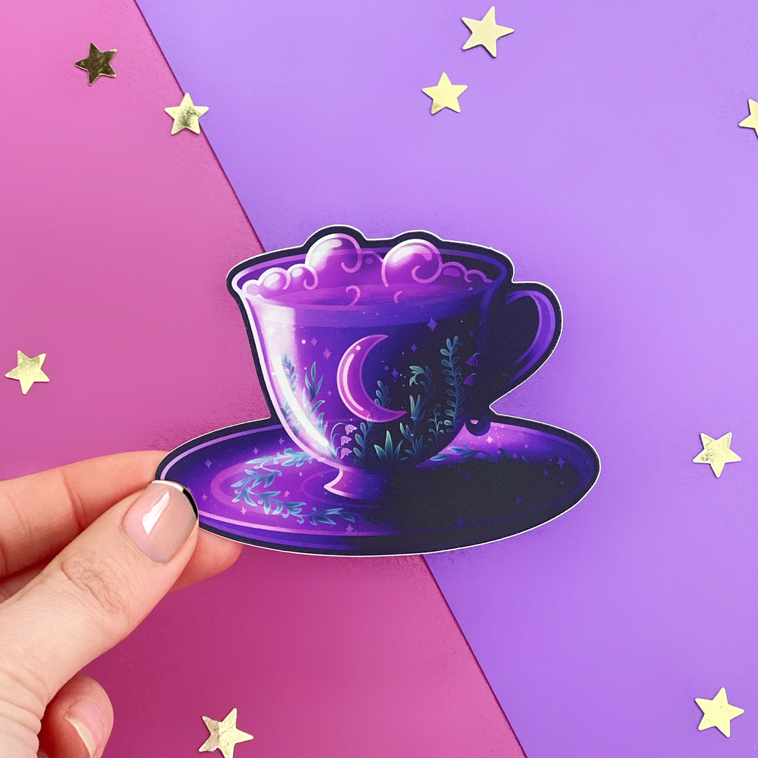 Mystical Moon Teacup  - Sticker - The Quirky Cup Collective