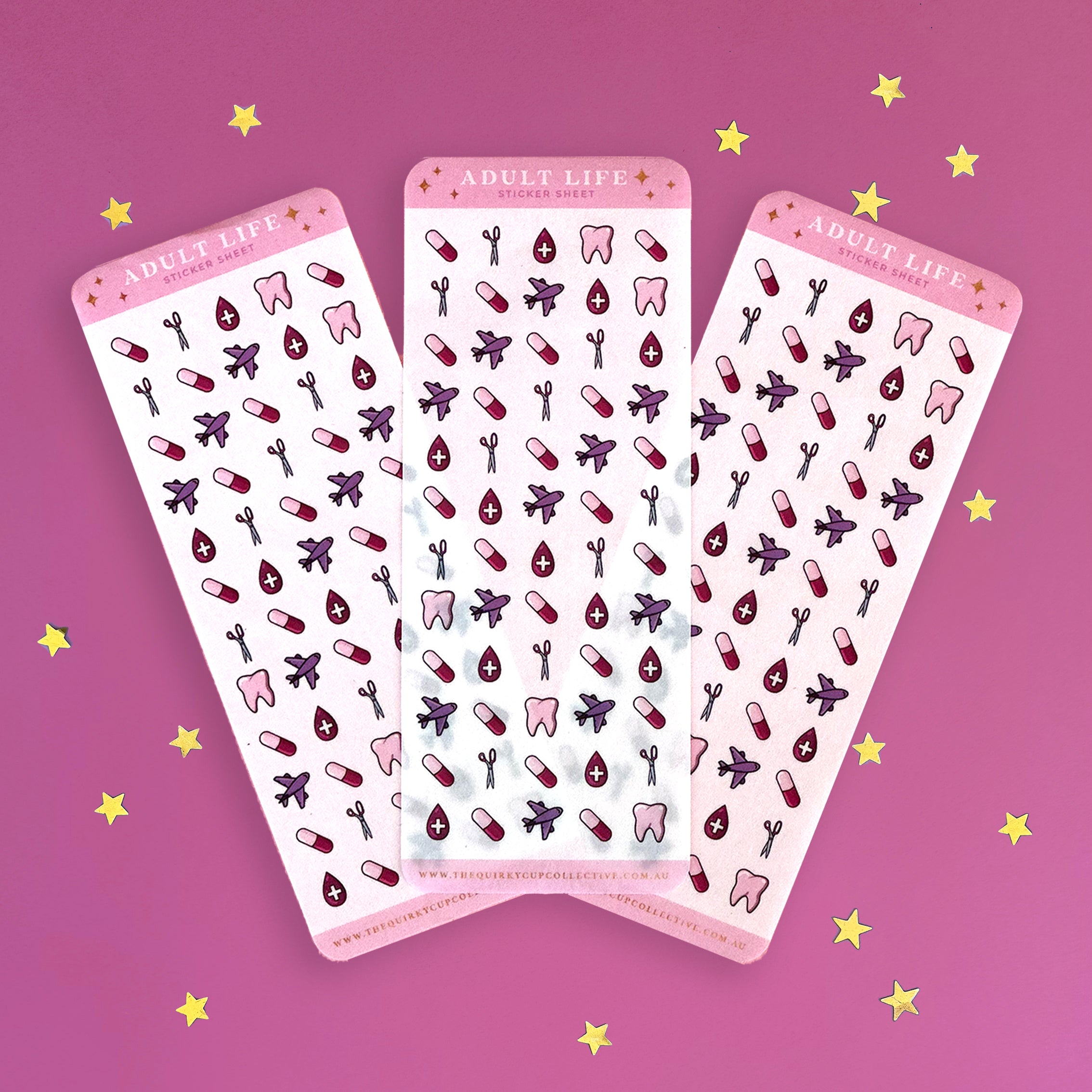 adult life - sticker sheet- planner stickers - the quirky cup collective