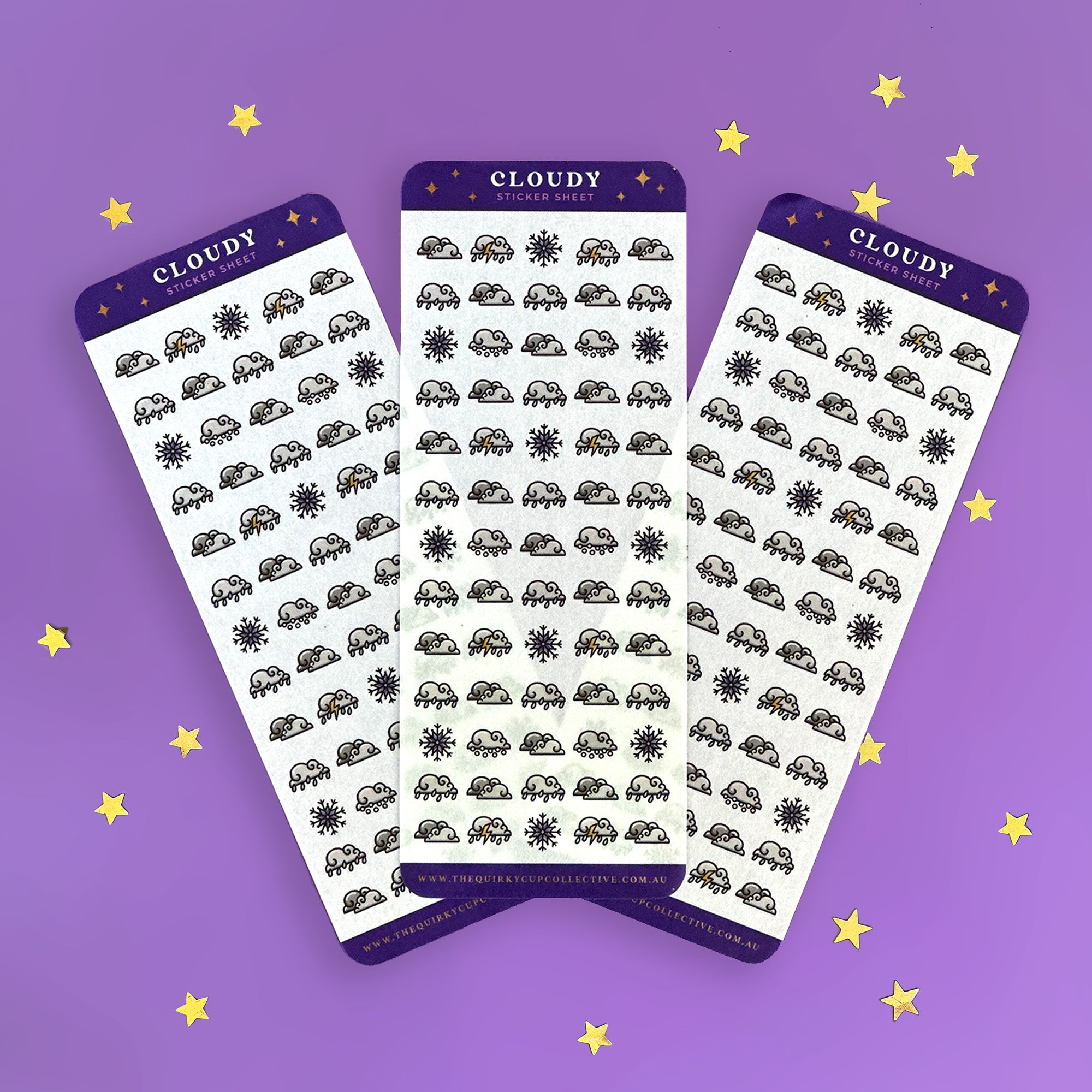 Cloudy weather - sticker sheet- planner stickers - the quirky cup collective