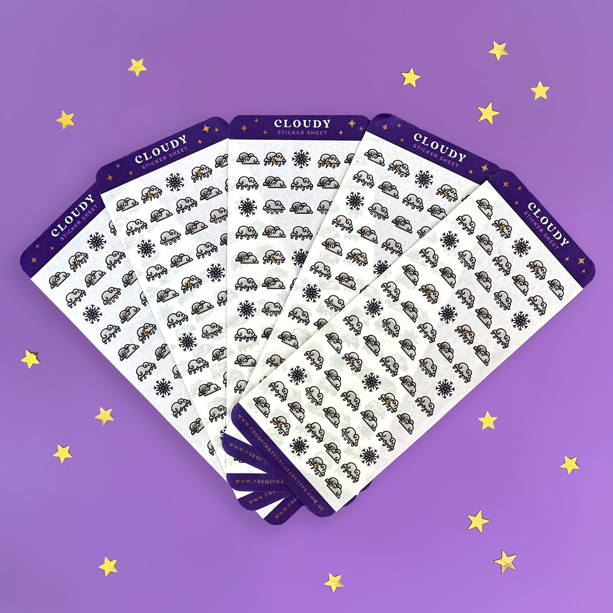 Cloudy weather - sticker sheet- planner stickers - the quirky cup collective