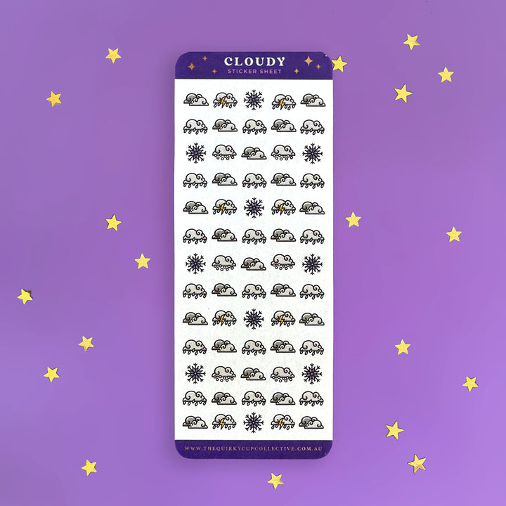 Cloudy weather - sticker sheet- planner stickers - the quirky cup collective