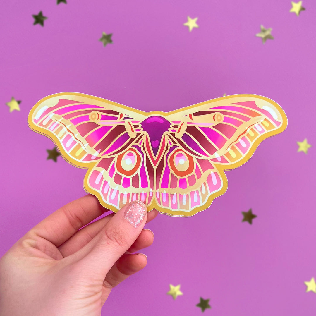 Euphoria Moth - Holographic Sticker - The Quirky Cup Collective