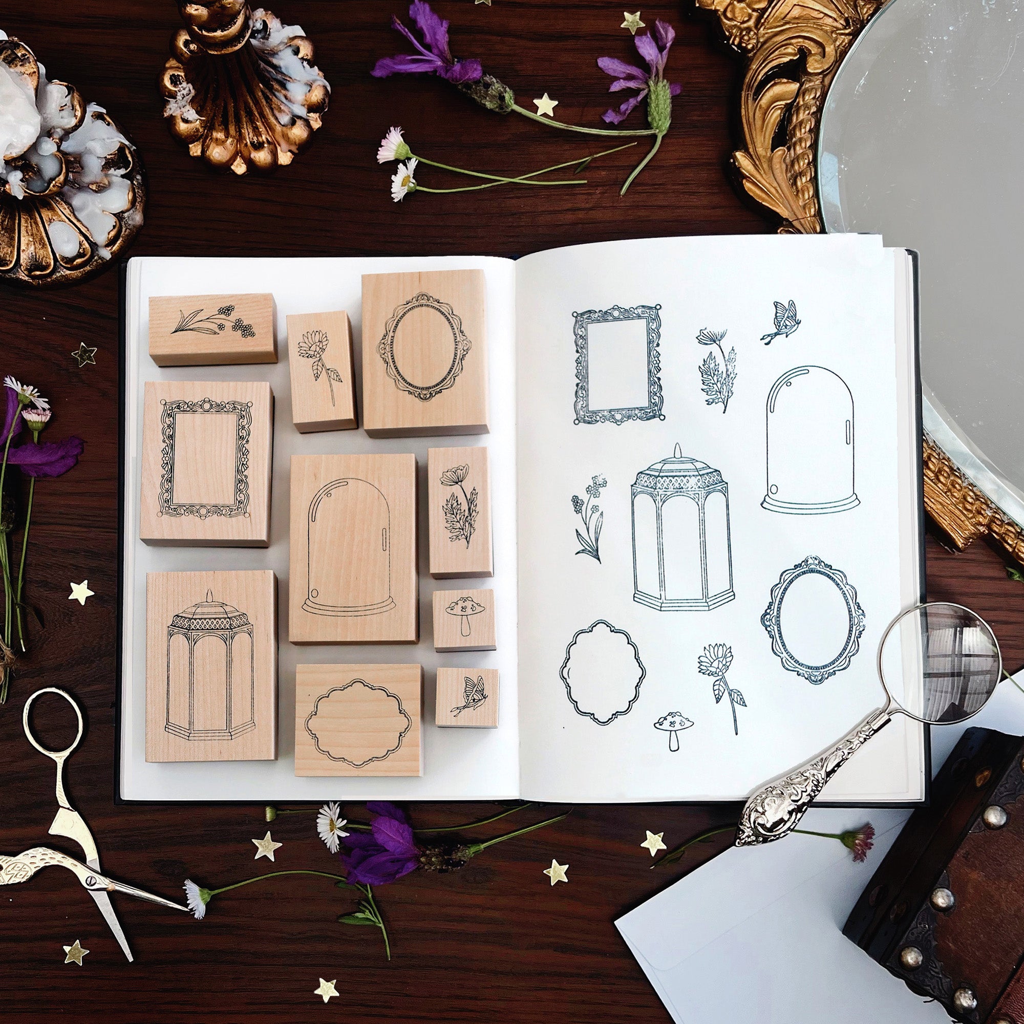 Frames and Florals Stamp Set - Rubber Stamps - The Quirky Cup Collective