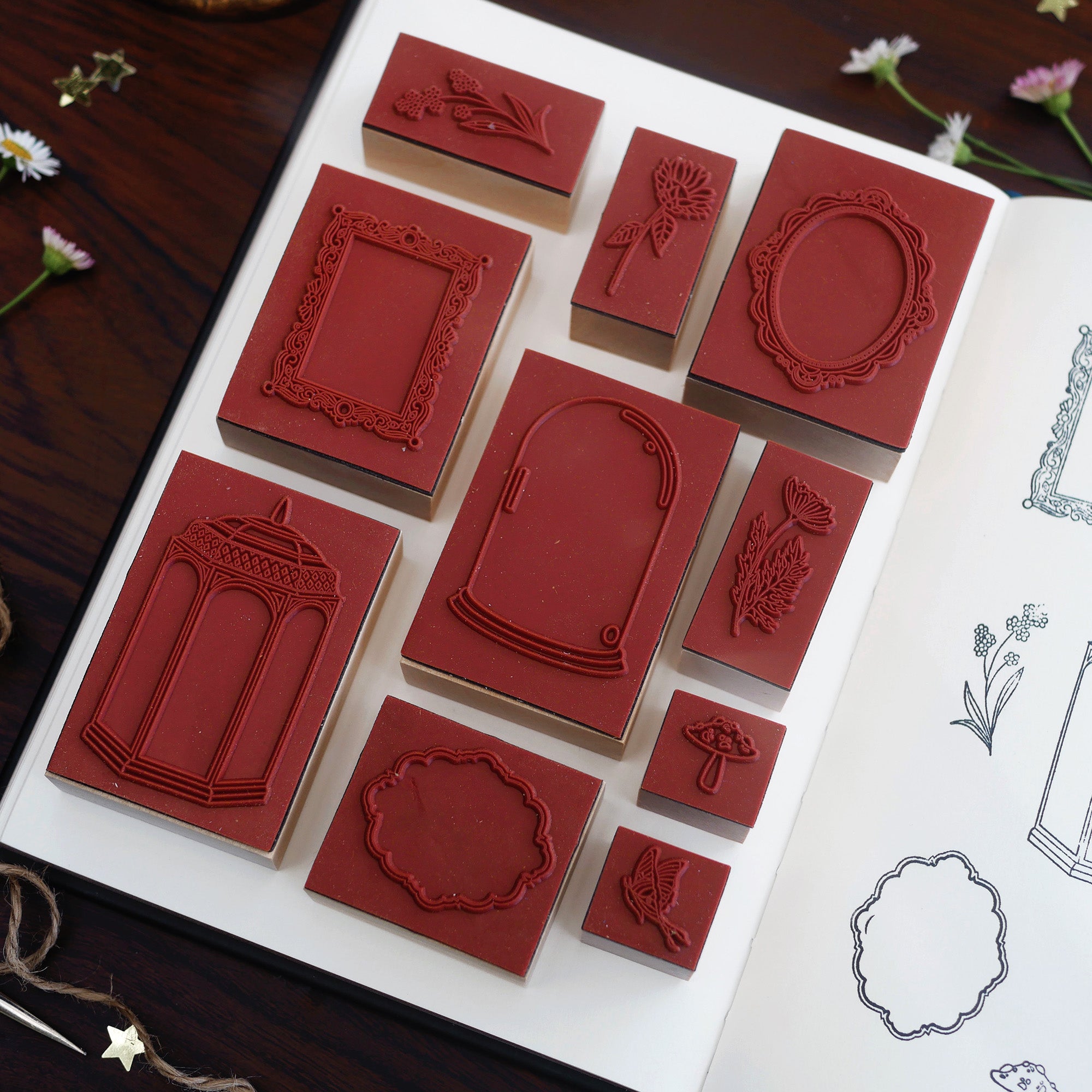 Frames and Florals Stamp Set - Rubber Stamps - The Quirky Cup Collective