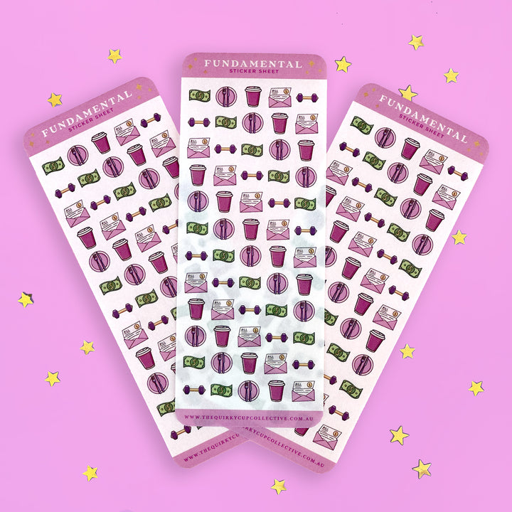 fundamental - everyday - organization - sticker sheet- planner stickers - the quirky cup collective