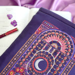 Iridescence book sleeve - zipper book cover - purple - velvet - side pocked - padded sleeve- the quirky cup collective