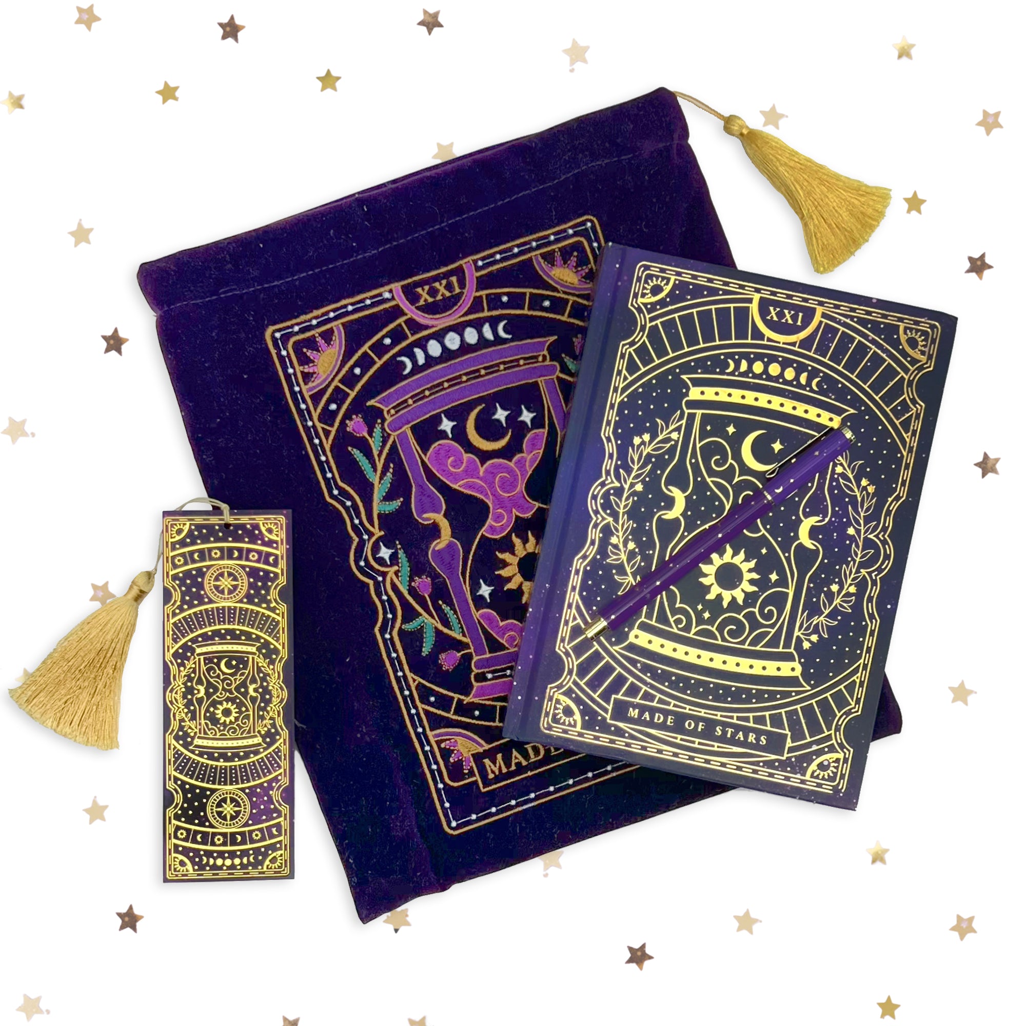Made of Stars Stationery Bundle - Bookmark - Book Sleeve - iPad Sleeve - Kindle Sleeve - Journal - Notebook - Pen - The Quirky Cup Collective