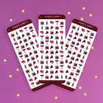 party time celebration - organization - sticker sheet- planner stickers - the quirky cup collective