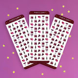 party time celebration - organization - sticker sheet- planner stickers - the quirky cup collective
