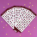 party time celebration - organization - sticker sheet- planner stickers - the quirky cup collective